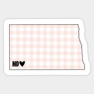 USA States: North Dakota (pink plaid) Sticker